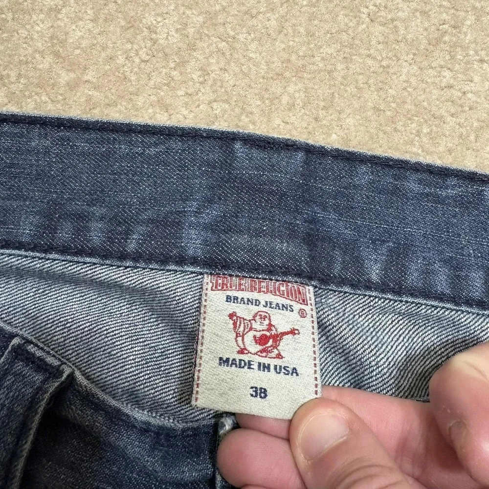 True Religion Section Boot Cut Jeans Mens 38x27 Blue Relaxed Distressed Pants